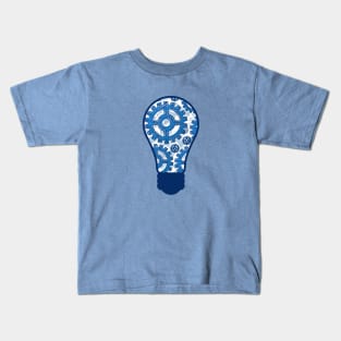 Blue gears light bulb Kids T-Shirt